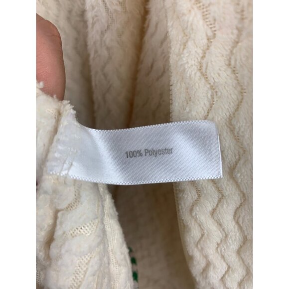 Stan Herman XS Cream Full Zip Long Robe With Textured Pattern - Picture 3 of 7